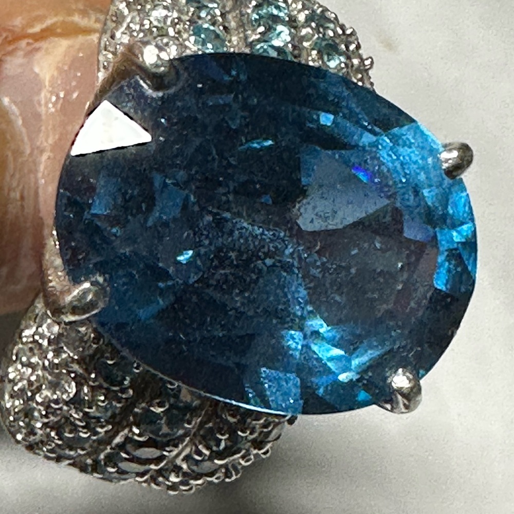 Vintage Blue Gemstone Silver Ring